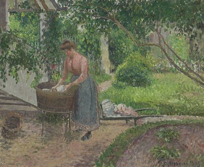 Washerwoman in the Garden of Eragny by Camille Jacob Pissarro